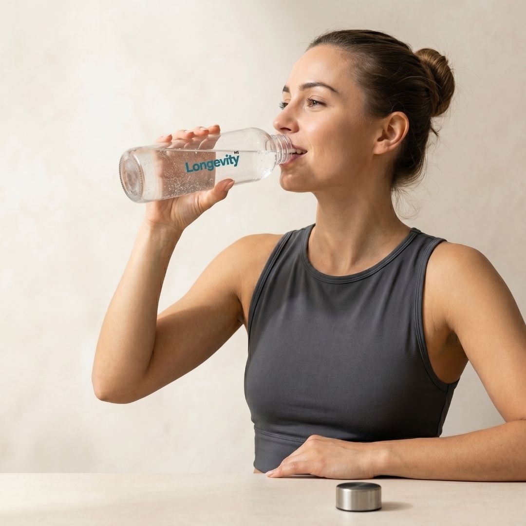 Frisches Wasserstoffwasser direkt nach der Zubereitung trinken für maximale H2-Konzentration – Schritt 3 der täglichen Einnahme